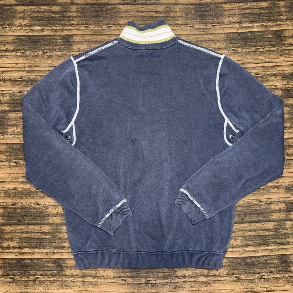 Banana Republic Men's Full Zip Track Jacket Blue Neon Green Size M Ivy Style